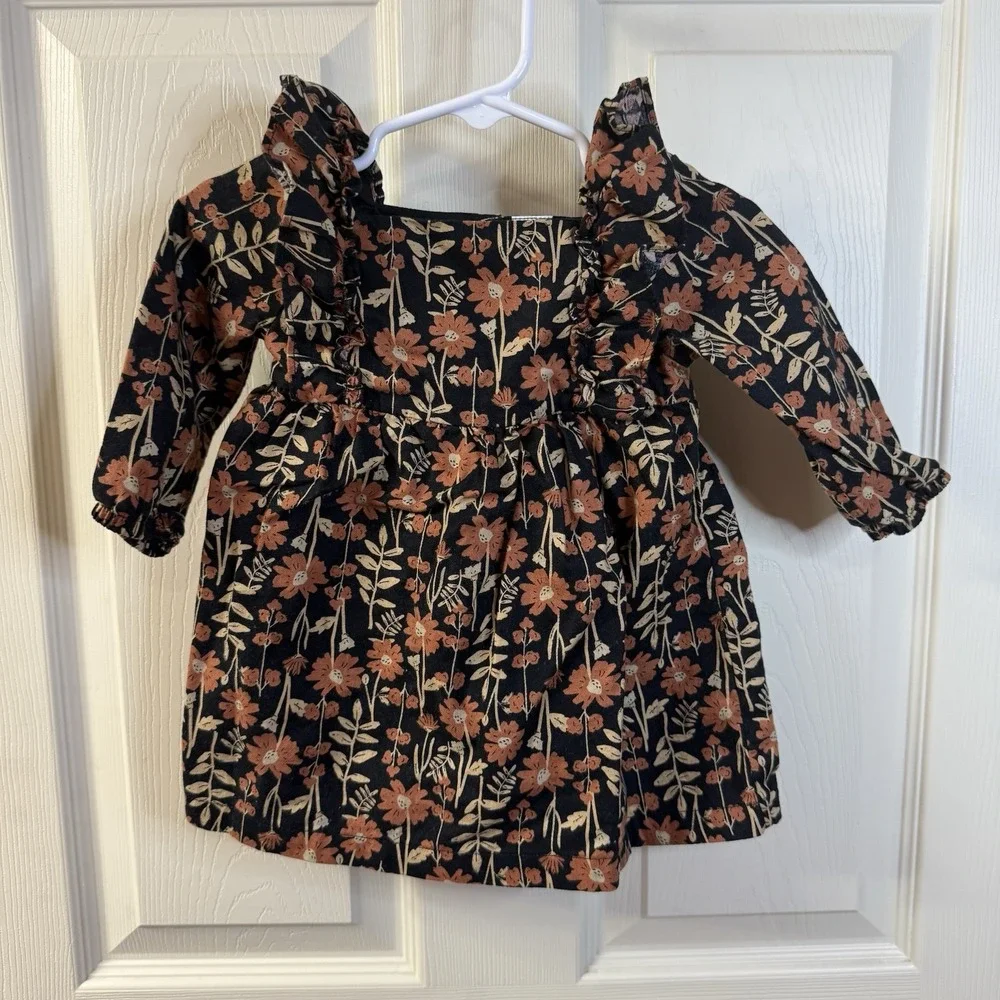 Carters Just One You Baby Girl 9m‎ Floral Long Sleeve Dress Ruffle Square Neck